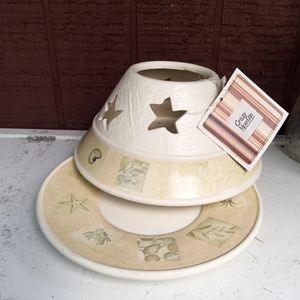 Candle  shade/topper & plate with shells & stars